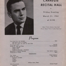Roger Bobo, Carnagie Hall Recital Program